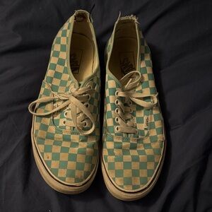 Vans Classic Mint Green and White Checkered Shoes Size 10